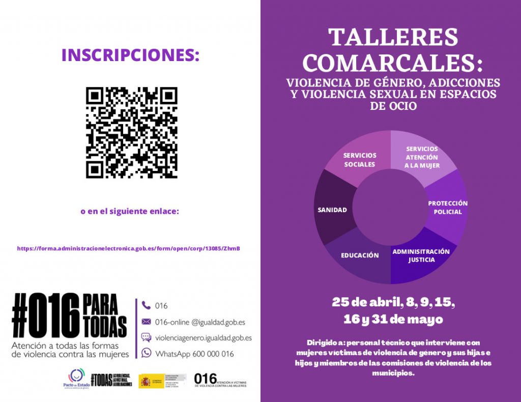 Talleres comarcales: Violencia de género, adicciones y violencia sexual en espacios de ocio: 15 de Mayo