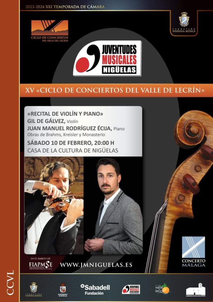 XV CICLO DE CONCIERTOS DEL VALLE DE LECRÍN - Recital de Violín y Piano - Sábado 10 de Febrero