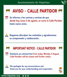 Lee más sobre el artículo Aviso – Calle Partidor