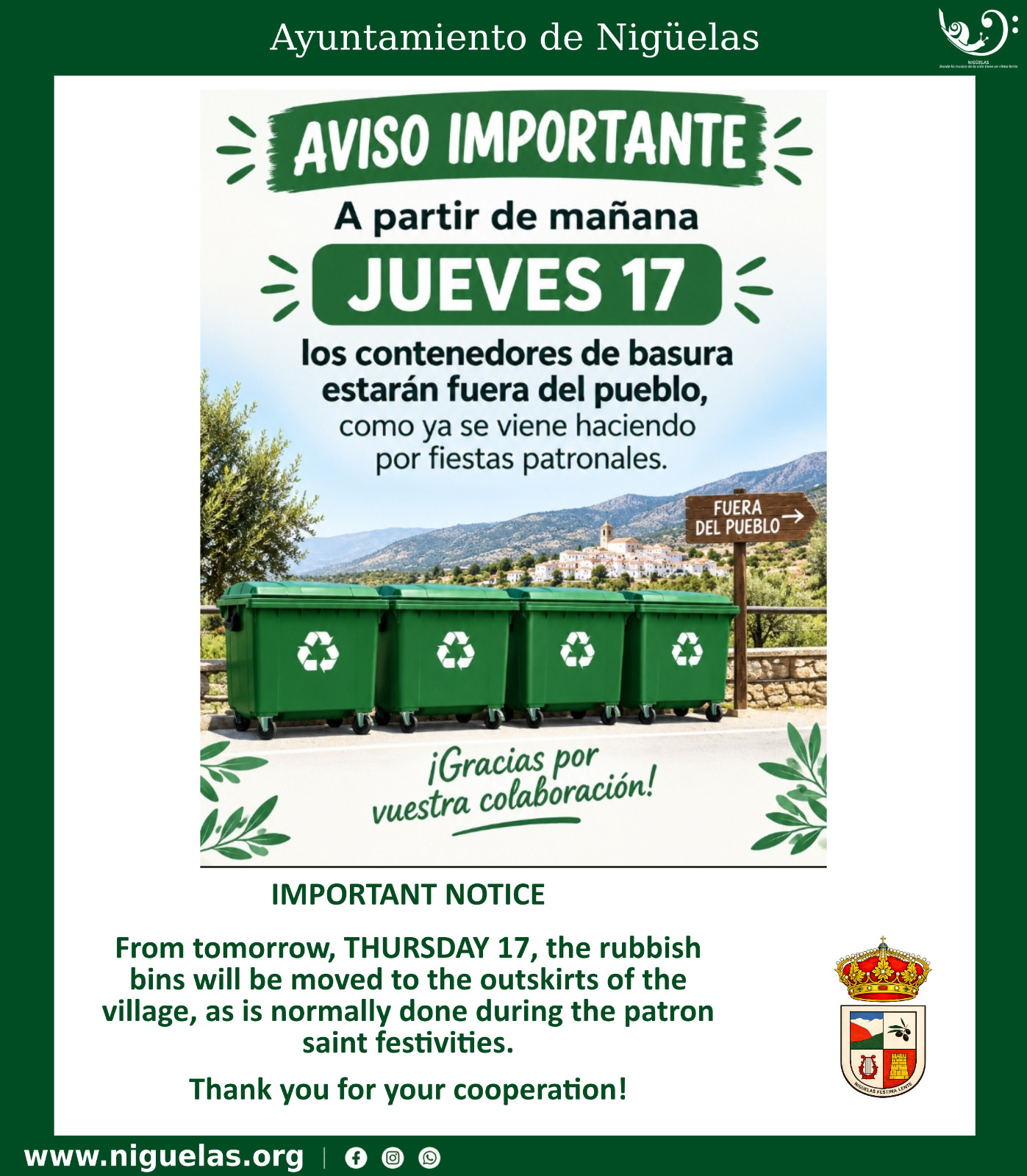 Lee más sobre el artículo Cambio de ubicación en los contenedores de basura