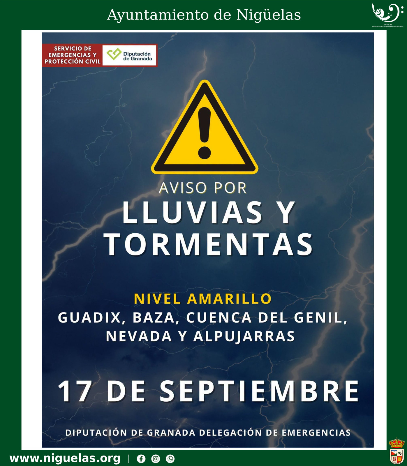 Lee más sobre el artículo Aviso por lluvias y tormentas