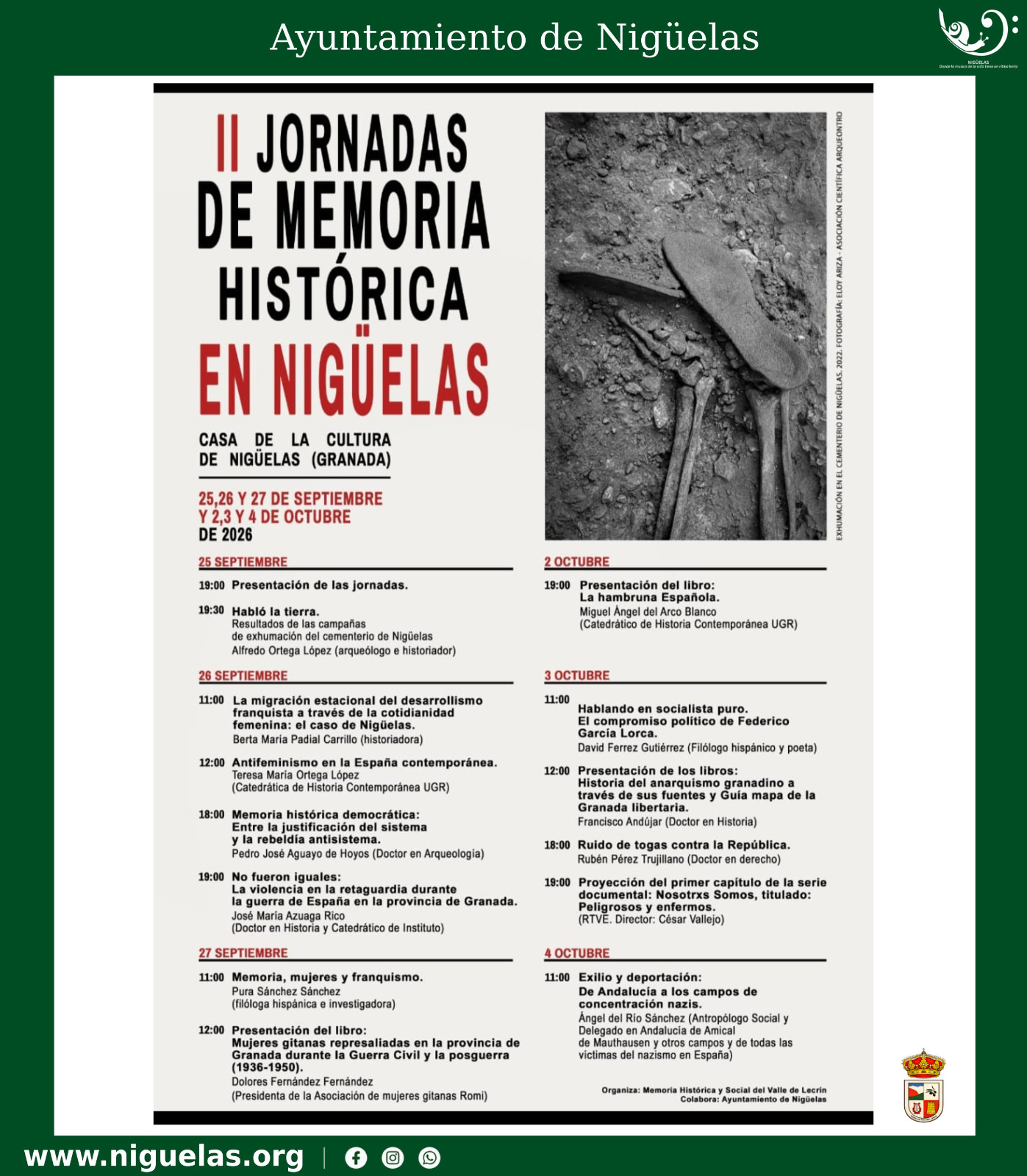 Lee más sobre el artículo II Jornadas de Memoria Histórica en Nigüelas