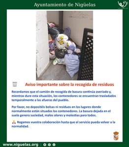 Lee más sobre el artículo Aviso importante sobre la recogida de residuos